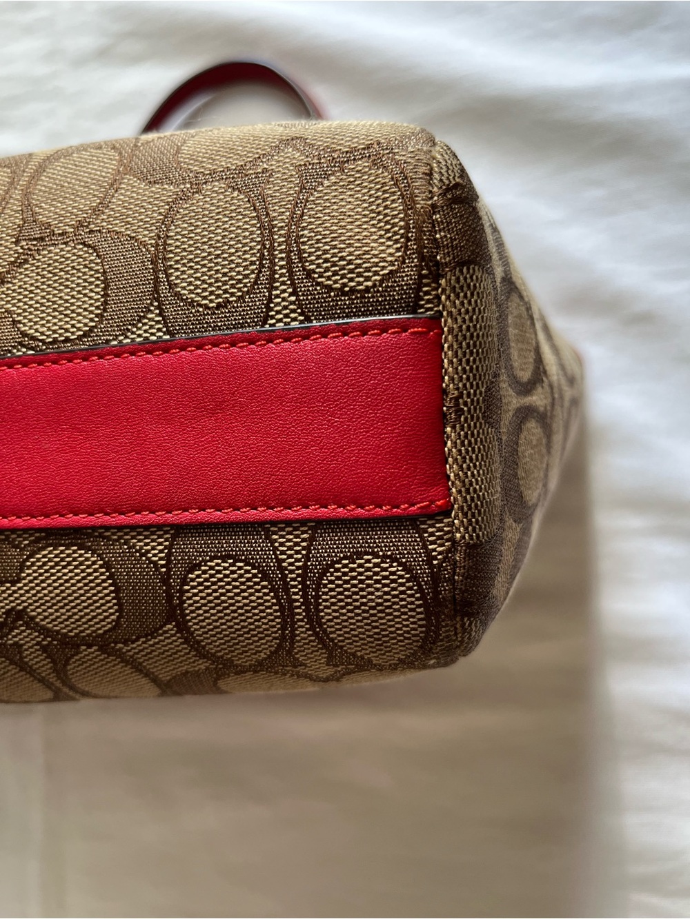 Coach Prairie Satchel with Signature Cs and Red Leather Trim - Picture 7 of 15